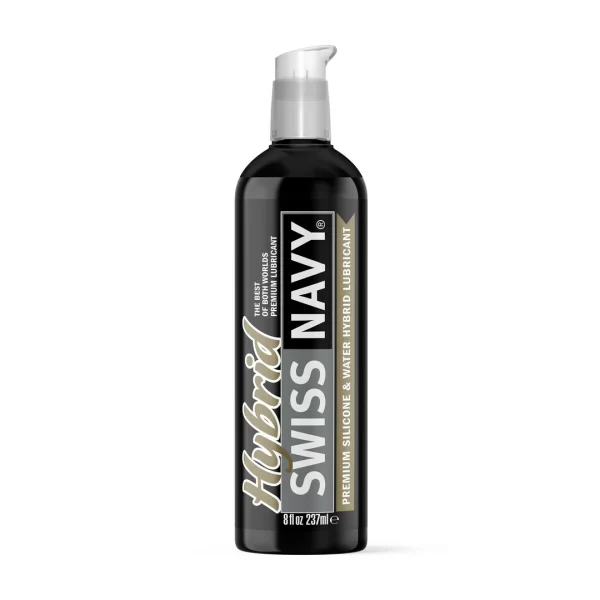 <b>Swiss Navy Hybrid Premium Silicone-Water Lubricant 237ml</b><br><br>Experience the advanced formulation of Swiss Navy Hybrid Premium Silicone-Water Lubricant