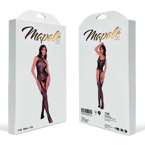 Rose Fishnet Bodystocking - One Size - Black