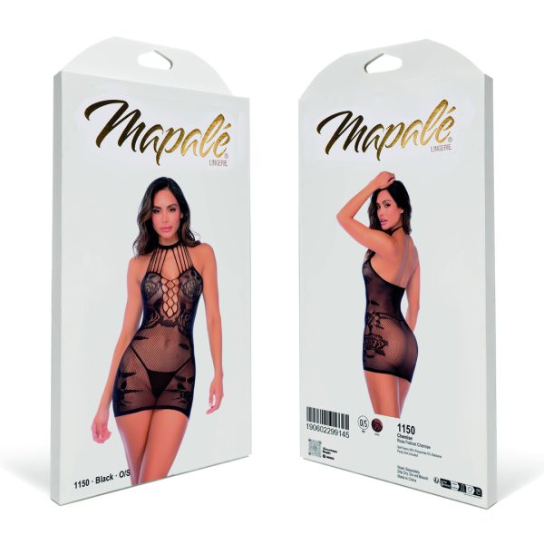 Rose Fishnet Chemise - One Size - Black
