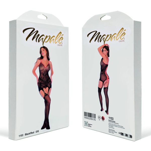 Snake Fishnet Bodystocking - One Size - Black/Red
