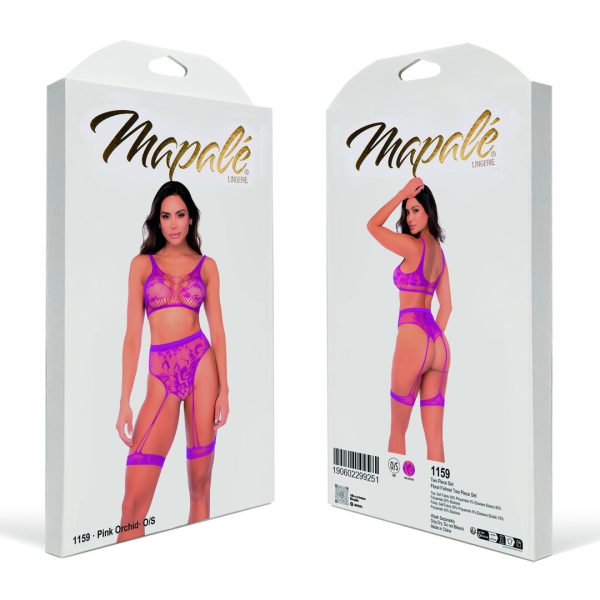 Floral Fishnet Two Piece Set - One Size - Pink Orchid