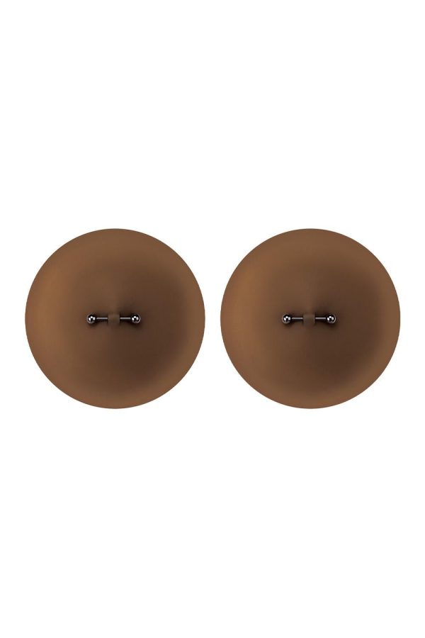 PEEKABOOS SILICONE PIERCED NIPPLE COVERS, BROWN