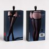 Hold Me Close - Stay Up Stockings with Latex Look Vinyl Trim - L/XL - Black