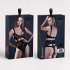 Come Closer - Sheer and Latex Look Vinyl Teddy - L - Black