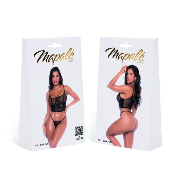 Lace-up Mesh Two Piece Set - L/XL - Black