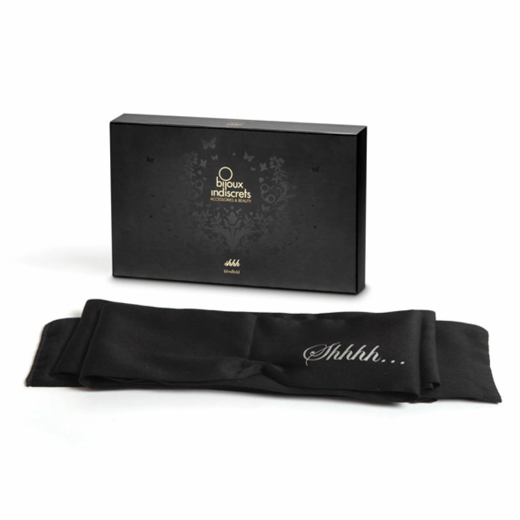 Bijoux Indiscrets Shhh Soft Satin Blindfold Black Adjustable Strap - Boutique Anelma Bijoux Indiscrets Shhh Soft Satin Blindfold Black Adjustable Strap