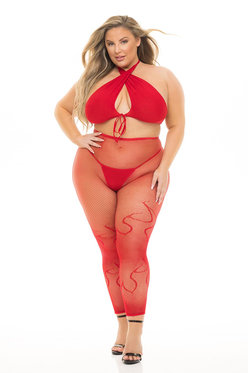 GIVES YOU HELL 3PC SET RED erotic lingerie