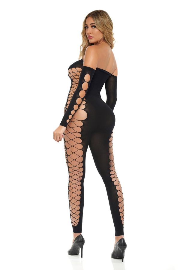 Alternative view of DIAMOND DRIPPIN BODYSTOCKING BLACK, OS