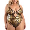BOUJEE CUT-OUT MESH BODYSUIT WITH SNAP CLOSURE GOLD, QS