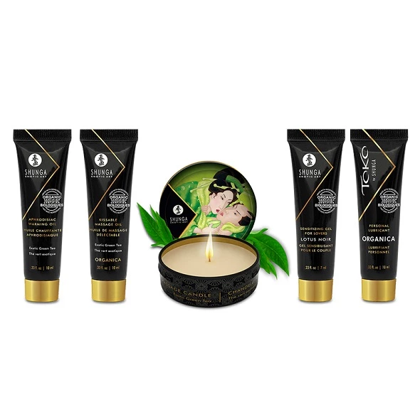 Shunga Geisha's Secret Kit Zestaw Miniatur Zielona Herbata 5w1 - Boutique Anelma Shunga Geisha's Secret Kit Zestaw Miniatur Zielona Herbata 5w1