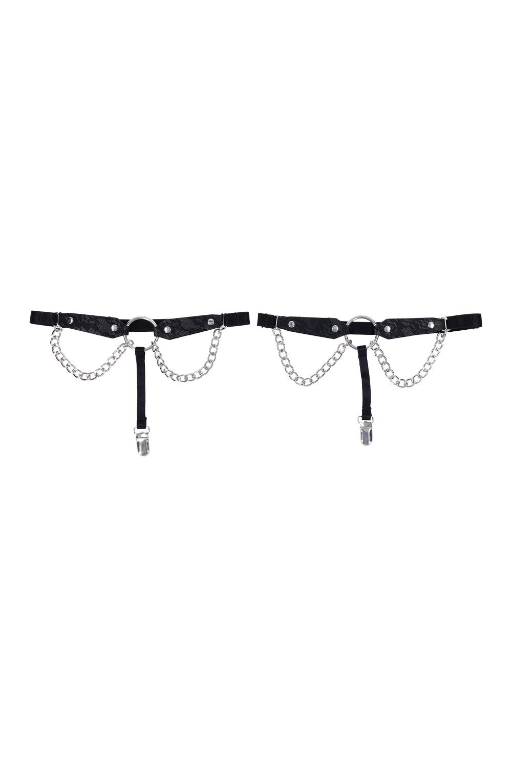 SPORTSHEETS SEX AND MISCHIEF CHAIN LACE GARTERS erotic lingerie