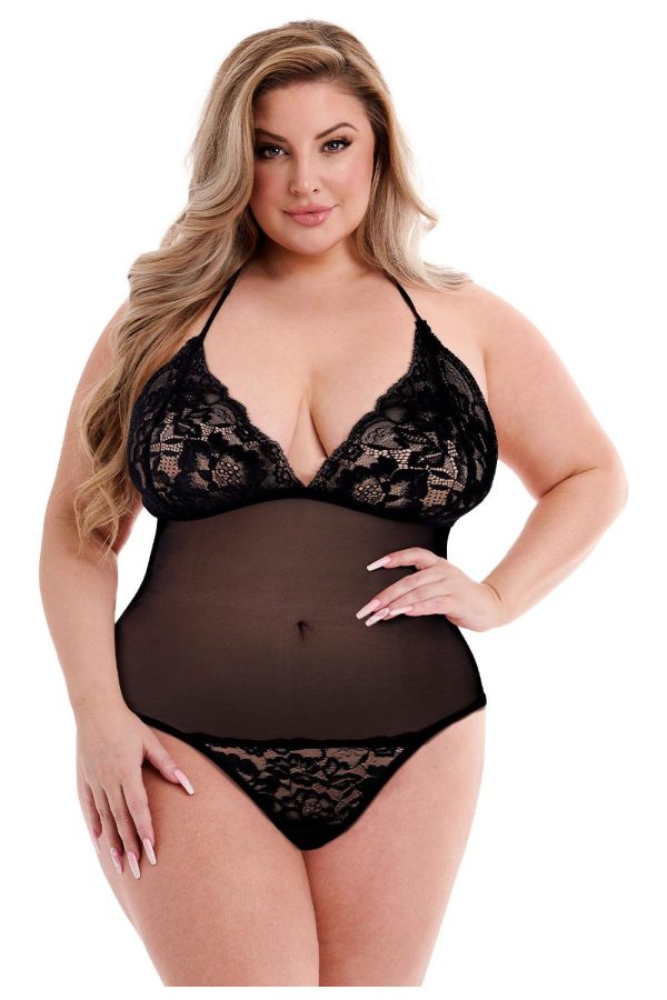 BACI ECO LACE AND MESH TEDDY BLACK, QS