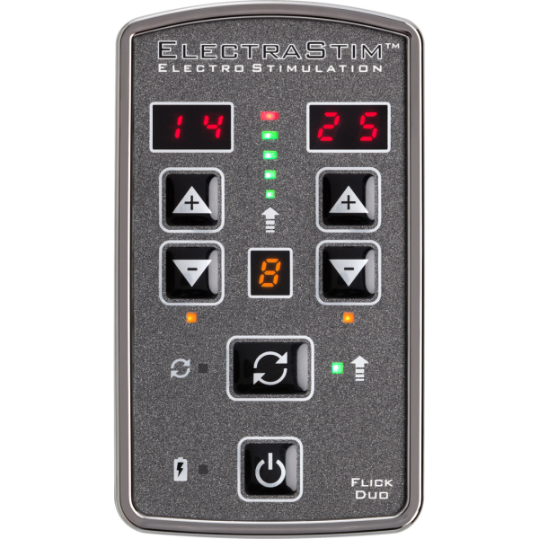 Dual-channel stimulator and padsUSB Rechargeable25 Intensity levels and 8 pre-programmed patterns4 Flick Modes -Stimulate in Sympathy with your movementsIncludes 4 self-adhesive pads