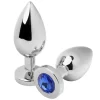 Metal Hard Steel Intimate Plug Blue Gem Small 5.7cm