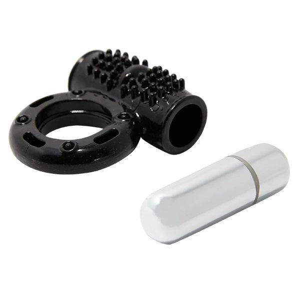 BAILE Power Ring Vibrator Ring 10V Flexible Silicone Black