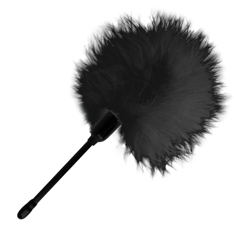 Darkness Sensual Black Feather Tickler with Ergonomic Handle 20cm - Boutique Anelma Darkness Sensual Black Feather Tickler with Ergonomic Handle 20cm