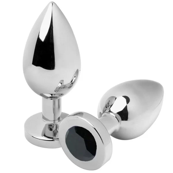 Metal Hard Steel Plug Black with Crystal Small 5.7cm