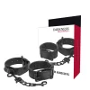 Darkness Wide Thin Adjustable Handcuffs Black Textured PU Leather