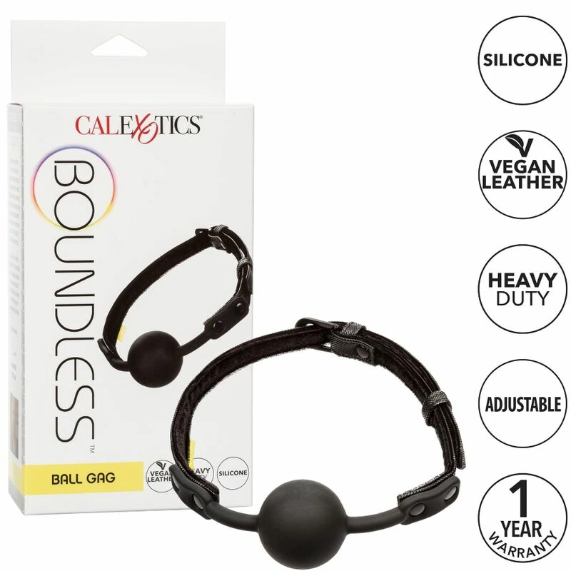 CalExotics Boundless Ball Gag silikonowy - Boutique Anelma <strong>CalExotics Boundless Adjustable Silicone Ball Gag with Vegan Leather Strap – 3.75cm</strong><br><br>Discover a new standard of comfort and reliability with the CalExotics Boundless Adjustable Silicone Ball Gag. Crafted with a commitment to both safety and quality
