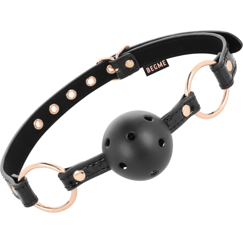 BEGME Black Edition Vegan Leather Breathable Ball Gag Adjustable - Boutique Anelma BEGME Black Edition Vegan Leather Breathable Ball Gag Adjustable