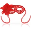 OHMAMA Elegant Venetian Lace Mask with Red Flower Accent