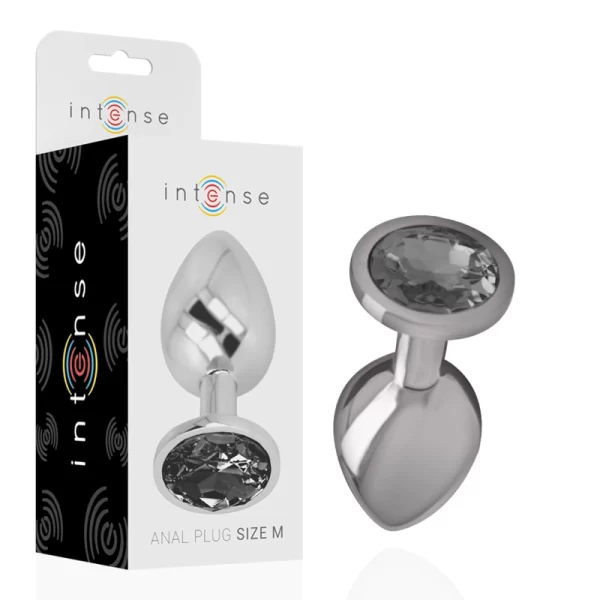 Intense Medium Aluminum Plug Black Glass Accent 8cm x 3.3cm