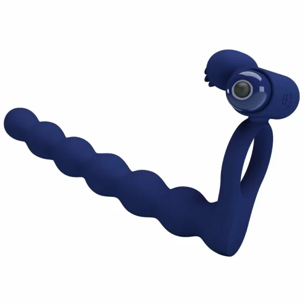 Pretty Love Ajmal Blue Vibrating Silicone Ring with Plug