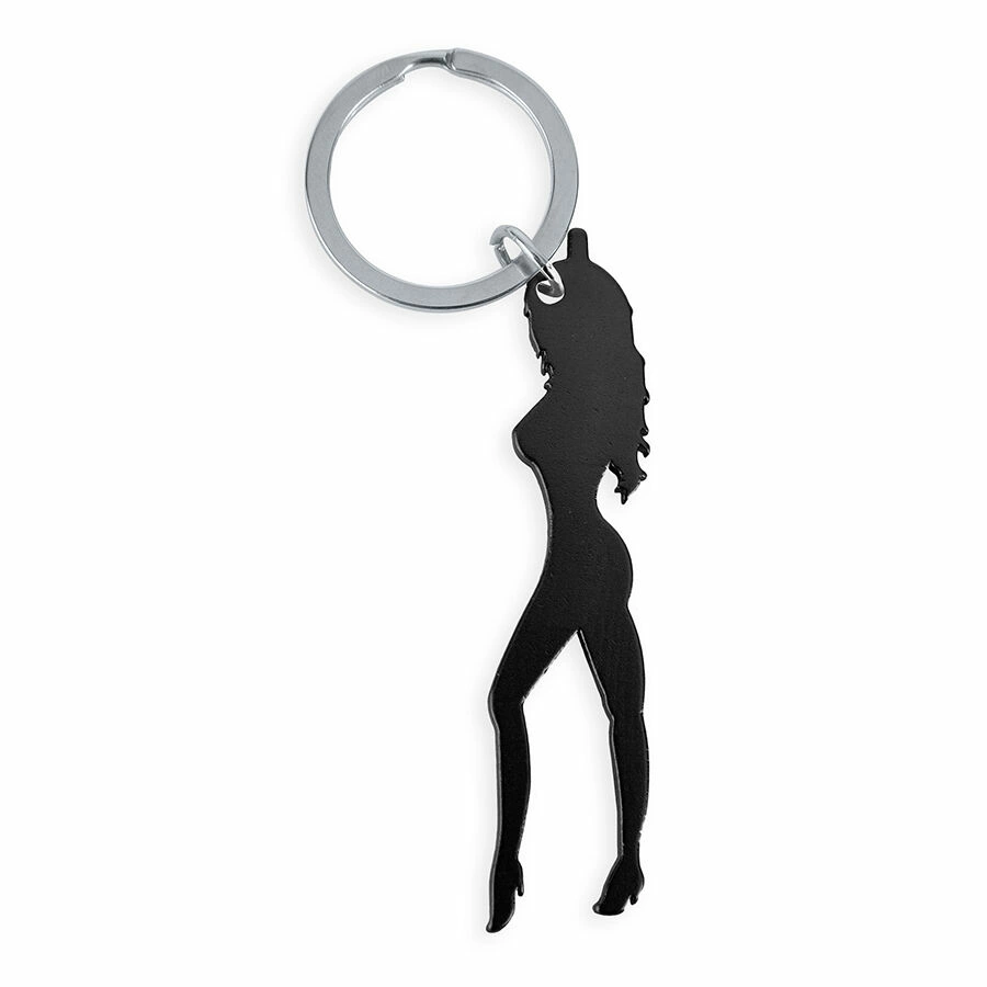 DIABLO PICANTE Metal Keyring Black - Silhouette Design with Bottle Opener adult funny