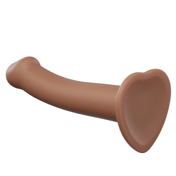 elastyczny - Boutique Anelma Strap-On-Me Dual Density Model Bendable Caramel M - silikonowy