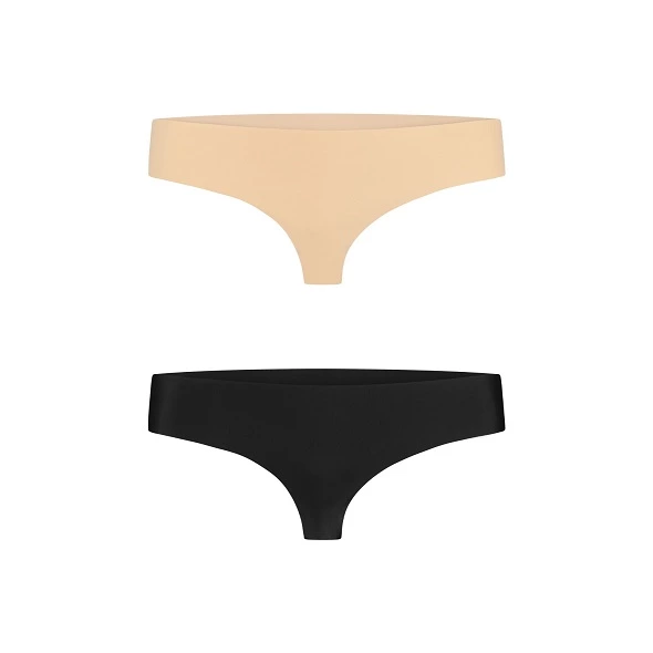Bye Bra Invisible Thong Set Nude & Black L - Seamless Comfort 2-Pack