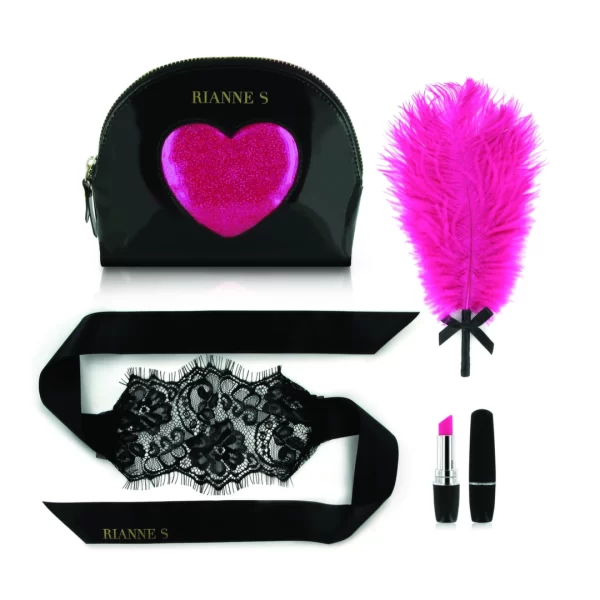 RIANNE S Essentials Set Black/Pink - Discreet Intimate Accessories Kit