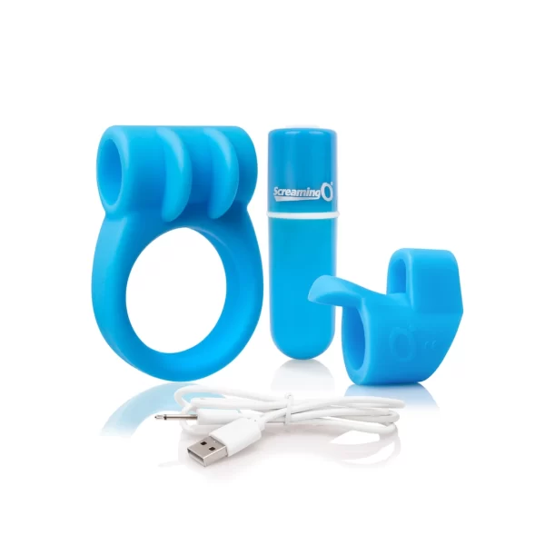 The Screaming O Charged CombO Kit #1 Blue - zestaw akcesoriow z wibracjÄ…