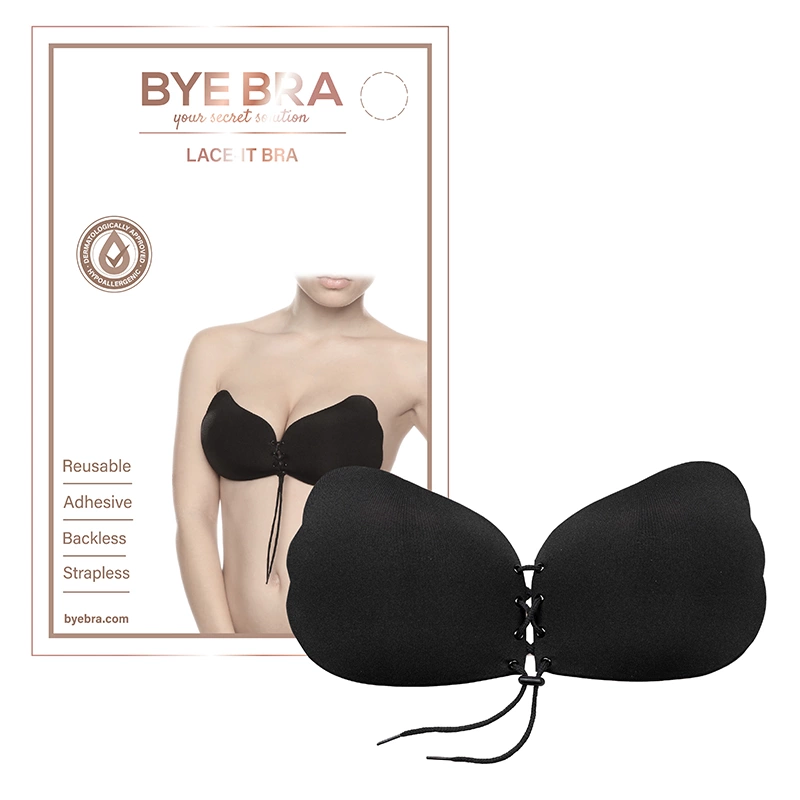 Bra - Boutique Anelma Bye Bra Lace-It Bra B Black - samonośny biustonosz z wiązaniem