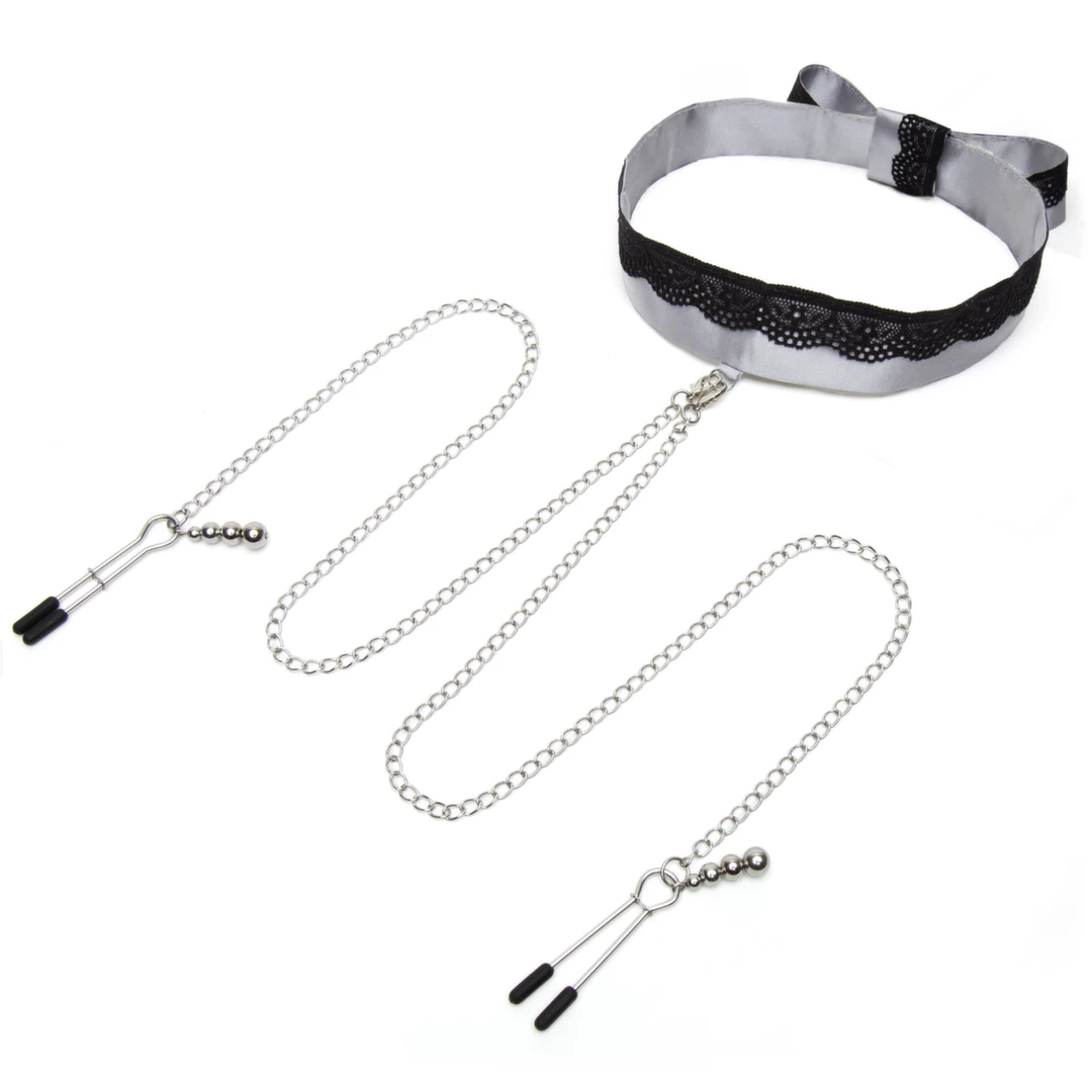 Fifty Shades of Grey Play Nice Satin Collar & Adjustable Silicone Clamps - Boutique Anelma Fifty Shades of Grey Play Nice Satin Collar & Adjustable Silicone Clamps