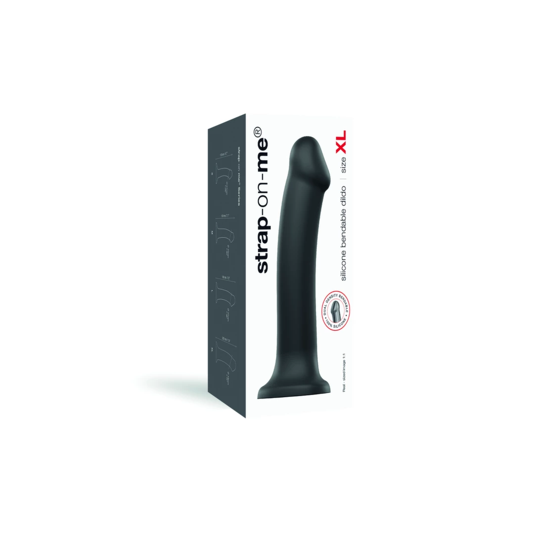 Dildos & dongs - Boutique Anelma Strap-On-Me Bendable Model Dual Density Czarny XL silikonowy 20cm