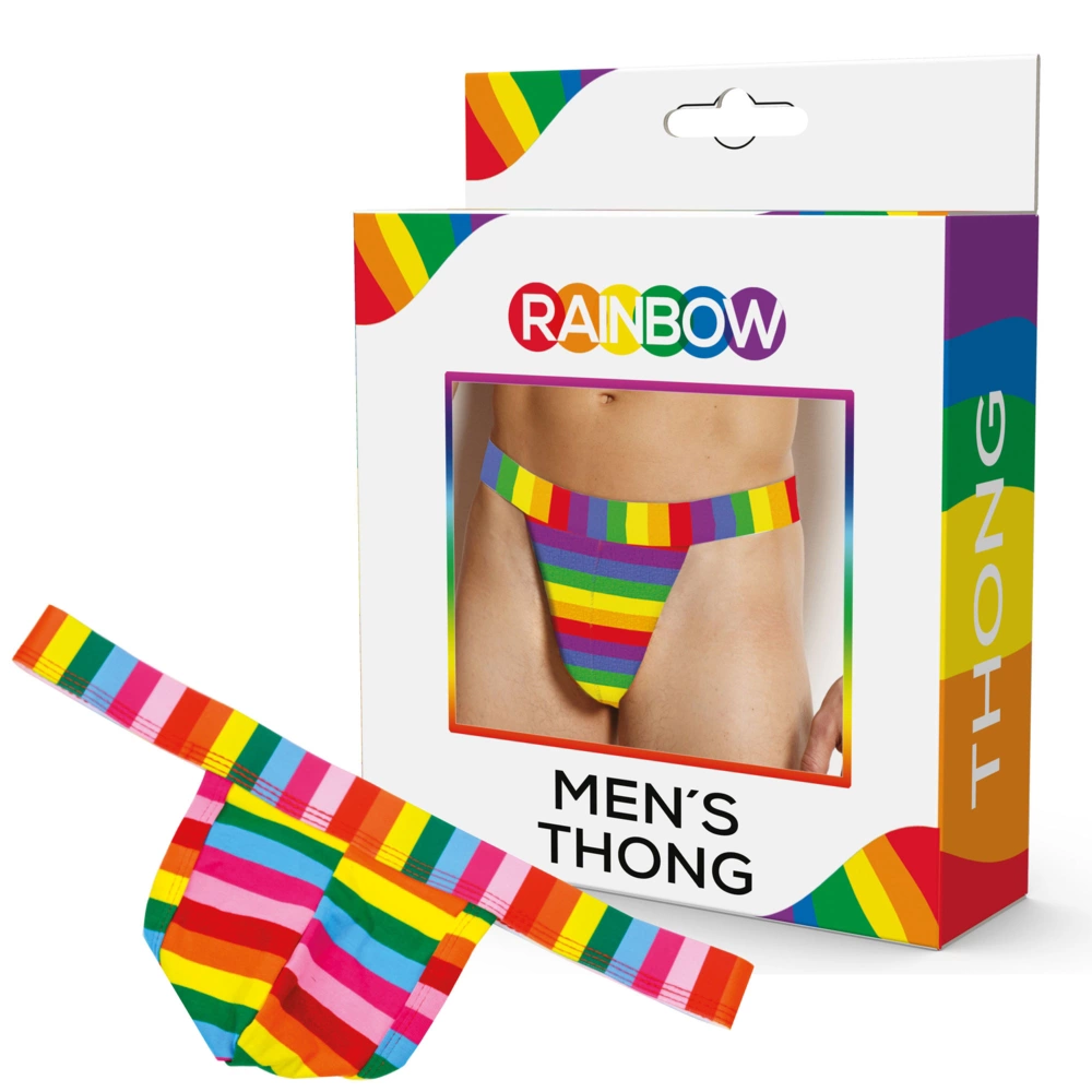 Rimba Rainbow Men’s Thong - One Size Colorful Microfiber Underwear adult funny