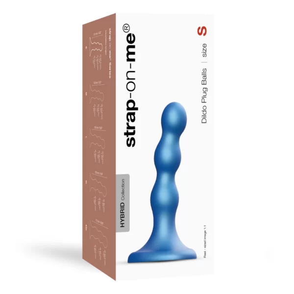 Strap-On-Me Plug Balls S Metallic Blue - Liquid Silicone