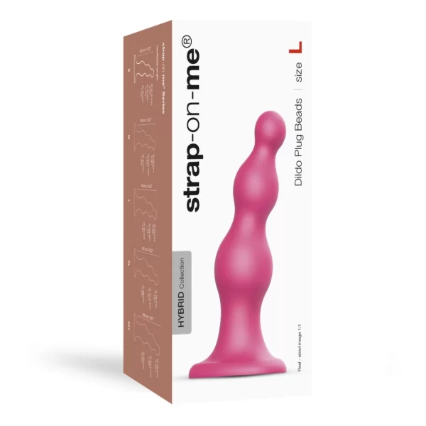 Strap-On-Me Dildo Plug Beads Metallic Raspberry Pink Size L