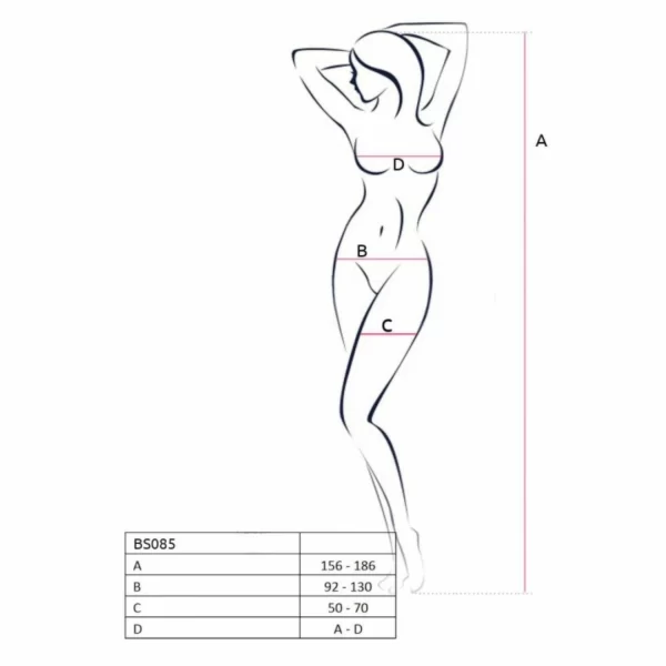 Passion BS085 biaÅ‚y kombinezon siateczkowy z geometrycznym wzorem One Size