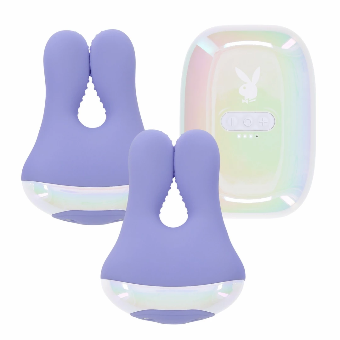 PLAYBOY Pleasure In A Pinch Vibrating Silicone Adjustable Clamps Pink - Boutique Anelma PLAYBOY Pleasure In A Pinch Vibrating Silicone Adjustable Clamps Pink