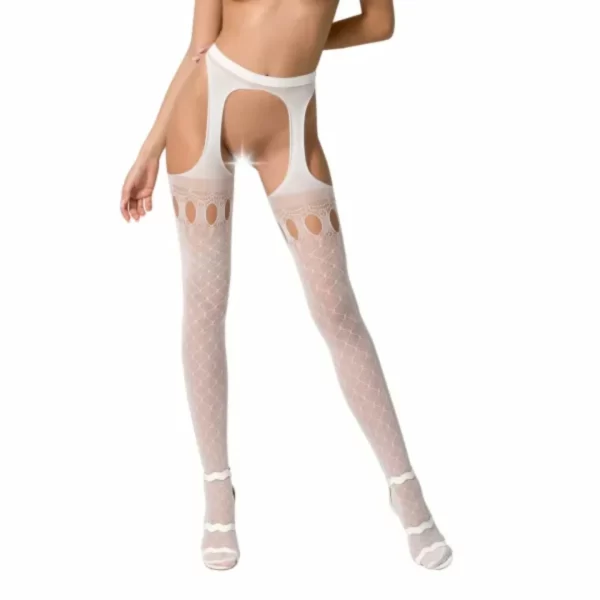 Passion S024 Mesh Strip Pants White - Seamless