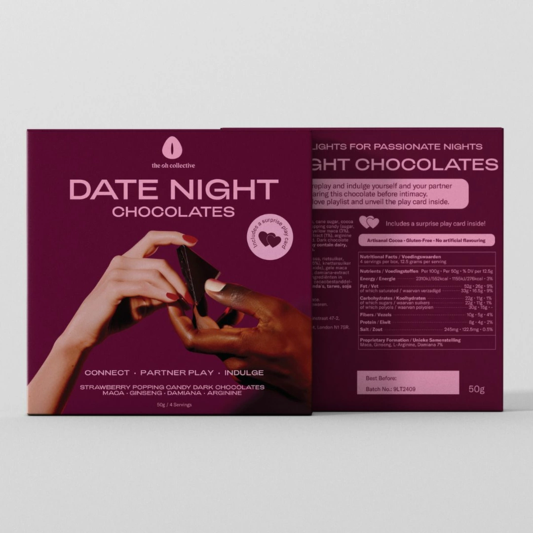 The Oh Collective Date Night Dark Chocolates with Maca & Ginseng 50g adult funny
