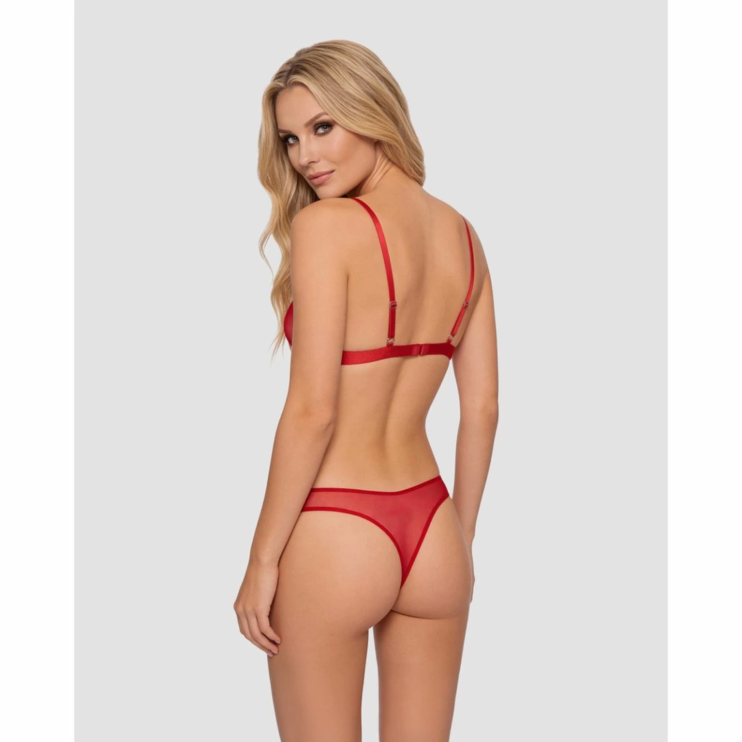 Obsessive Crimessa Lingerie Set czerwony komplet z transparentnej siateczki - Boutique Anelma