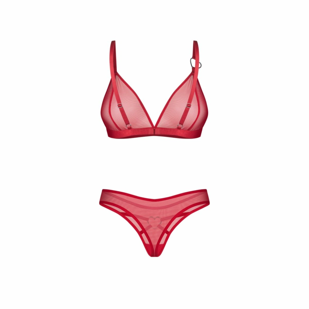 Lingerie Women - Boutique Anelma Obsessive Crimessa Lingerie Set czerwony komplet z transparentnej siateczki