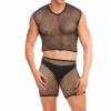 Rene Rofe Three-Piece Mesh Set for Men Black Modern Fit L/XL