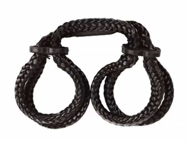 Original Sin Adjustable Rope Cuffs Black 48cm Polypropylene ABS