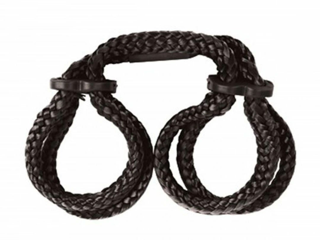 Original Sin Adjustable Rope Cuffs Black 48cm Polypropylene ABS - Boutique Anelma Original Sin Adjustable Rope Cuffs Black 48cm Polypropylene ABS