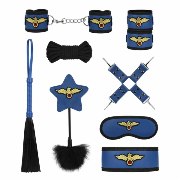 Easytoys Pilotâ€™s Passion 11-Piece Bondage Restraint Set Black