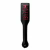 Ouch! Black Leather Paddle with Red Lettering - Ergonomic Handle