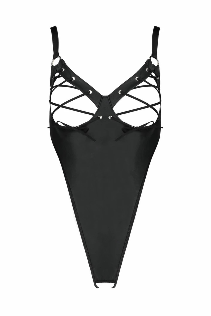 Passion Celine Body Black - regulowany model z ekoskory - Boutique Anelma Teddy
